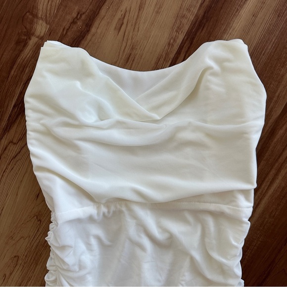 Michael Costello x REVOLVE India Midi Ruched Strapless Dress in White Sz. M - Picture 10 of 14